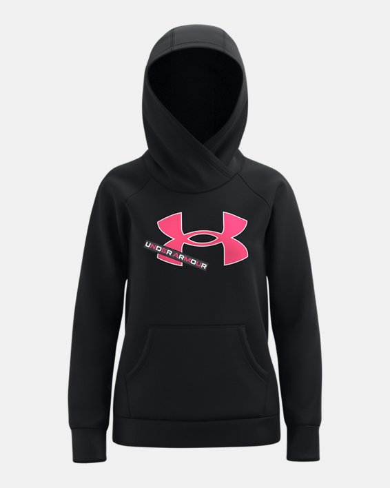 Girls' UA Rival Fleece Logo Hoodie, Black, pdpMainDesktop image number 0